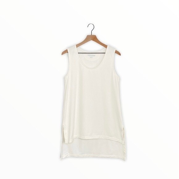 SOFT SURROUNDINGS Women's Sleeveless Top Petite Small PS Tunic Ivory Off White - Picture 9 of 11